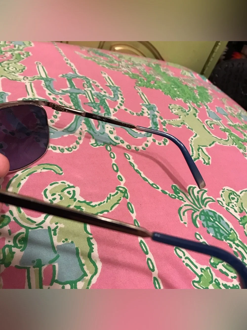 Vintage Seventy Seven navy blue and silver aviator sunglasses